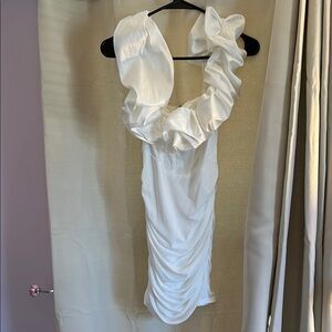 Elegant White Ruffled Dress